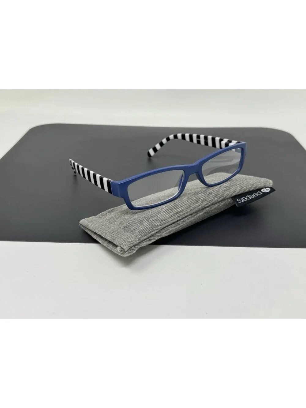 Peepers 272 + 1.25 Reading Glasses Blue W Black & White Temples